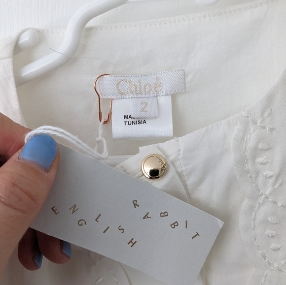 Chloe Toddler Peter Pan Scalloped Embroidered Blouse 2T - Picture 3 of 3